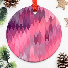 Pink Purple Diamond Pattern Round Ornament (two Sides) by SpinnyChairDesigns