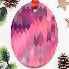 Pink Purple Diamond Pattern Oval Ornament (two Sides) by SpinnyChairDesigns