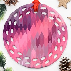 Pink Purple Diamond Pattern Ornament (round Filigree) by SpinnyChairDesigns