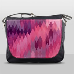 Pink Purple Diamond Pattern Messenger Bag by SpinnyChairDesigns