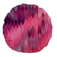 Pink Purple Diamond Pattern Large 18  Premium Round Cushions by SpinnyChairDesigns