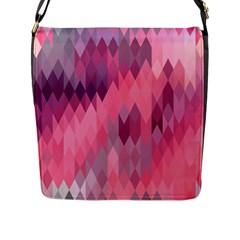 Pink Purple Diamond Pattern Flap Closure Messenger Bag (l) by SpinnyChairDesigns