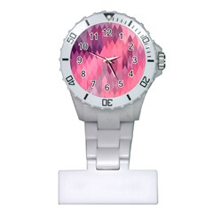 Pink Purple Diamond Pattern Plastic Nurses Watch by SpinnyChairDesigns