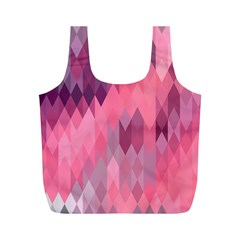 Pink Purple Diamond Pattern Full Print Recycle Bag (m) by SpinnyChairDesigns