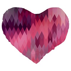 Pink Purple Diamond Pattern Large 19  Premium Flano Heart Shape Cushions by SpinnyChairDesigns