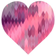 Pink Purple Diamond Pattern Wooden Puzzle Heart by SpinnyChairDesigns