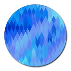 Aqua Blue Diamond Pattern Round Mousepads