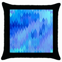 Aqua Blue Diamond Pattern Throw Pillow Case (Black)