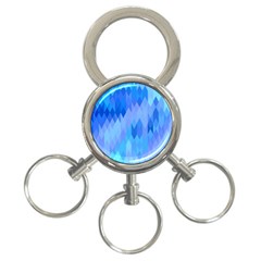 Aqua Blue Diamond Pattern 3-Ring Key Chain