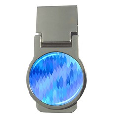 Aqua Blue Diamond Pattern Money Clips (Round) 