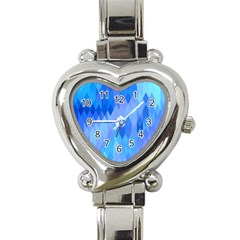 Aqua Blue Diamond Pattern Heart Italian Charm Watch