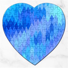 Aqua Blue Diamond Pattern Jigsaw Puzzle (heart) by SpinnyChairDesigns