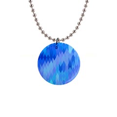 Aqua Blue Diamond Pattern 1  Button Necklace