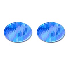 Aqua Blue Diamond Pattern Cufflinks (Oval)