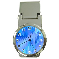 Aqua Blue Diamond Pattern Money Clip Watches