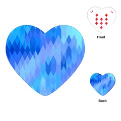 Aqua Blue Diamond Pattern Playing Cards Single Design (Heart)