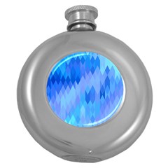 Aqua Blue Diamond Pattern Round Hip Flask (5 oz)