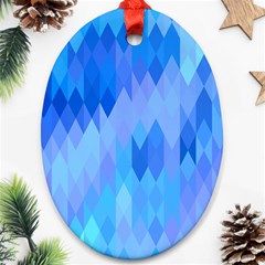 Aqua Blue Diamond Pattern Oval Ornament (Two Sides)