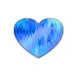 Aqua Blue Diamond Pattern Heart Coaster (4 pack)  Front