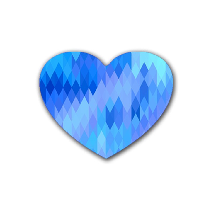 Aqua Blue Diamond Pattern Heart Coaster (4 pack) 