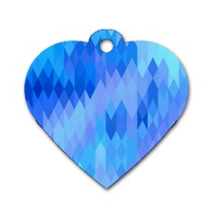 Aqua Blue Diamond Pattern Dog Tag Heart (One Side)