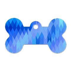 Aqua Blue Diamond Pattern Dog Tag Bone (two Sides) by SpinnyChairDesigns