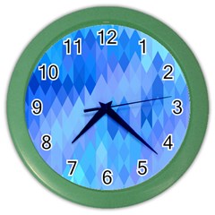 Aqua Blue Diamond Pattern Color Wall Clock