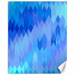 Aqua Blue Diamond Pattern Canvas 11  X 14  by SpinnyChairDesigns