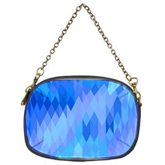 Aqua Blue Diamond Pattern Chain Purse (Two Sides)