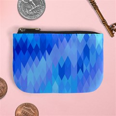 Aqua Blue Diamond Pattern Mini Coin Purse by SpinnyChairDesigns