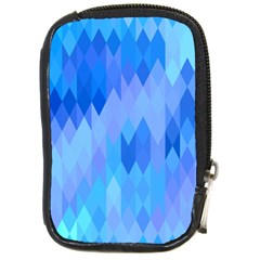 Aqua Blue Diamond Pattern Compact Camera Leather Case