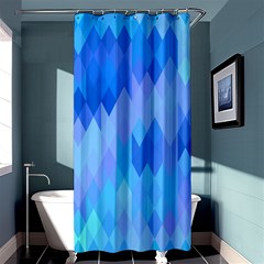 Aqua Blue Diamond Pattern Shower Curtain 36  x 72  (Stall) 