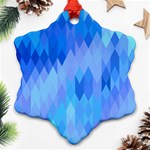 Aqua Blue Diamond Pattern Ornament (Snowflake) Front