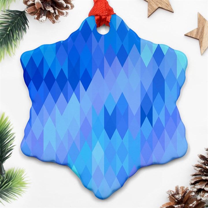 Aqua Blue Diamond Pattern Ornament (Snowflake)