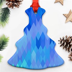 Aqua Blue Diamond Pattern Christmas Tree Ornament (Two Sides)