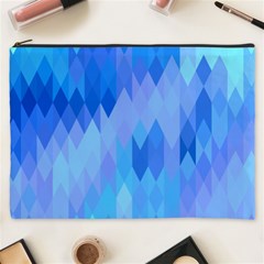 Aqua Blue Diamond Pattern Cosmetic Bag (XXXL)