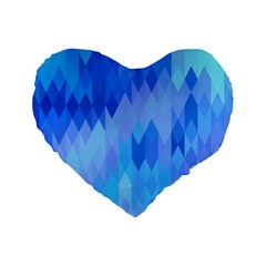 Aqua Blue Diamond Pattern Standard 16  Premium Heart Shape Cushions