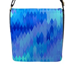 Aqua Blue Diamond Pattern Flap Closure Messenger Bag (L)