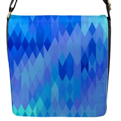 Aqua Blue Diamond Pattern Flap Closure Messenger Bag (S)