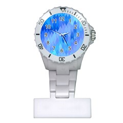 Aqua Blue Diamond Pattern Plastic Nurses Watch