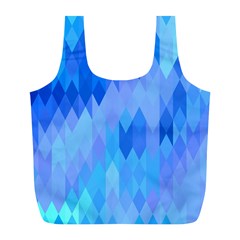 Aqua Blue Diamond Pattern Full Print Recycle Bag (L)