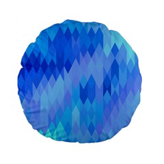 Aqua Blue Diamond Pattern Standard 15  Premium Flano Round Cushions