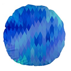 Aqua Blue Diamond Pattern Large 18  Premium Flano Round Cushions