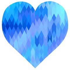 Aqua Blue Diamond Pattern Wooden Puzzle Heart by SpinnyChairDesigns