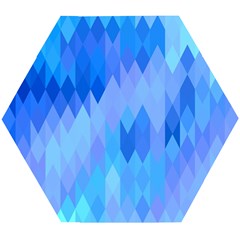 Aqua Blue Diamond Pattern Wooden Puzzle Hexagon