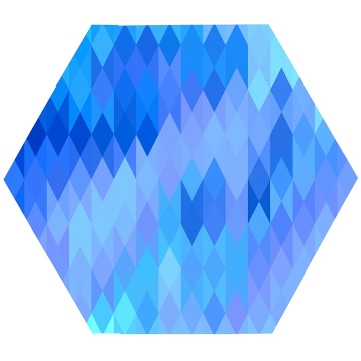 Aqua Blue Diamond Pattern Wooden Puzzle Hexagon