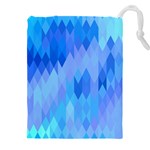 Aqua Blue Diamond Pattern Drawstring Pouch (5XL) Front