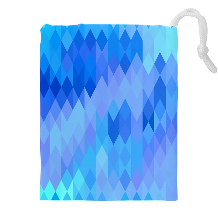 Aqua Blue Diamond Pattern Drawstring Pouch (5XL)