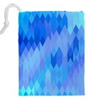 Aqua Blue Diamond Pattern Drawstring Pouch (5XL) Back