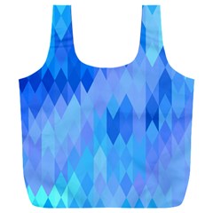 Aqua Blue Diamond Pattern Full Print Recycle Bag (XXL)